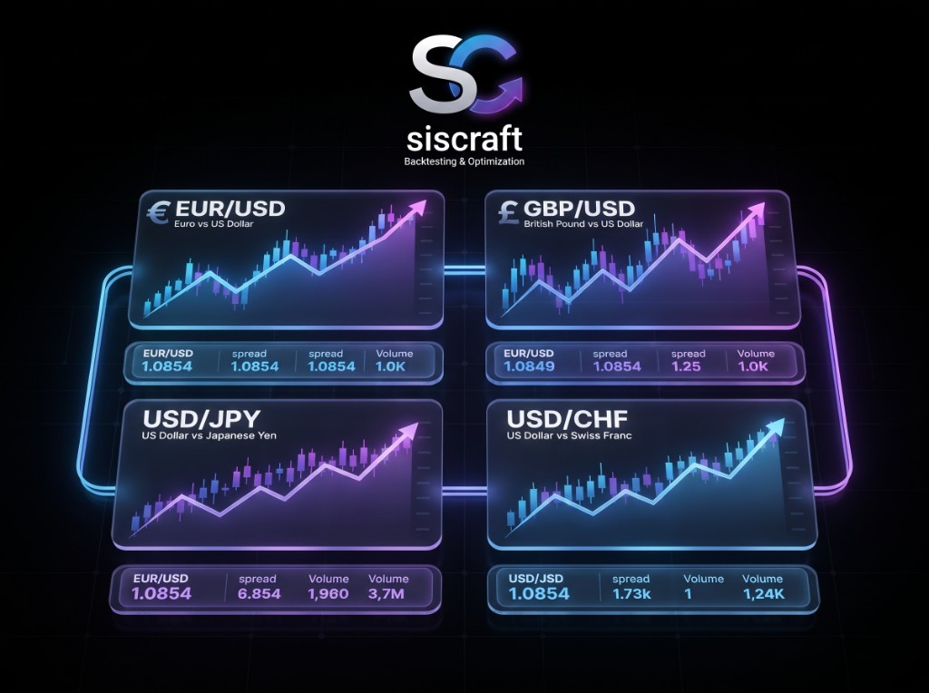نمای جفت ارزهای فارکس برای بک تست با Siscraft